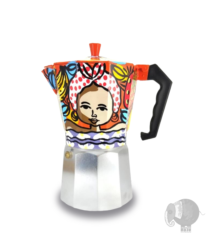 Cafetera de Palenqueras con Pañoleta frutas de fondo. - Image 3