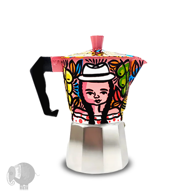 Cafetera de Campesinos Cafeteros paisas con Bultos y Racimos de café.