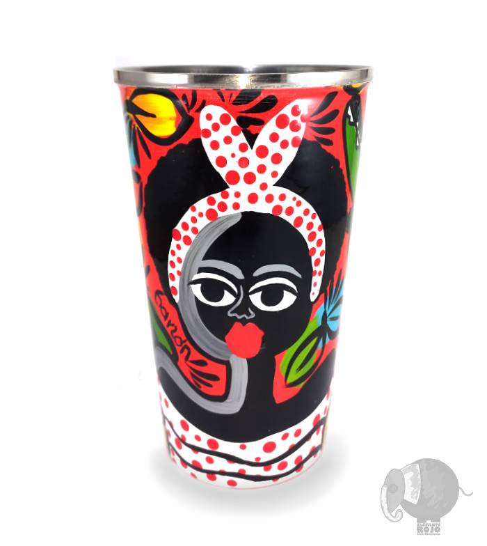 Vaso de Africano y Negrita Puloy con Caimán.