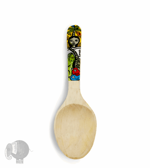 Cubierto en madera de Indígenas Arhuacos.