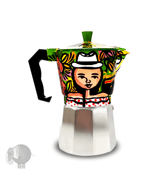 Cafetera de Cafeteros paisas con Carriel, Poncho, Machete.